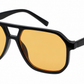 6604 - Brow Bar Square Aviator Plastic Sunglasses