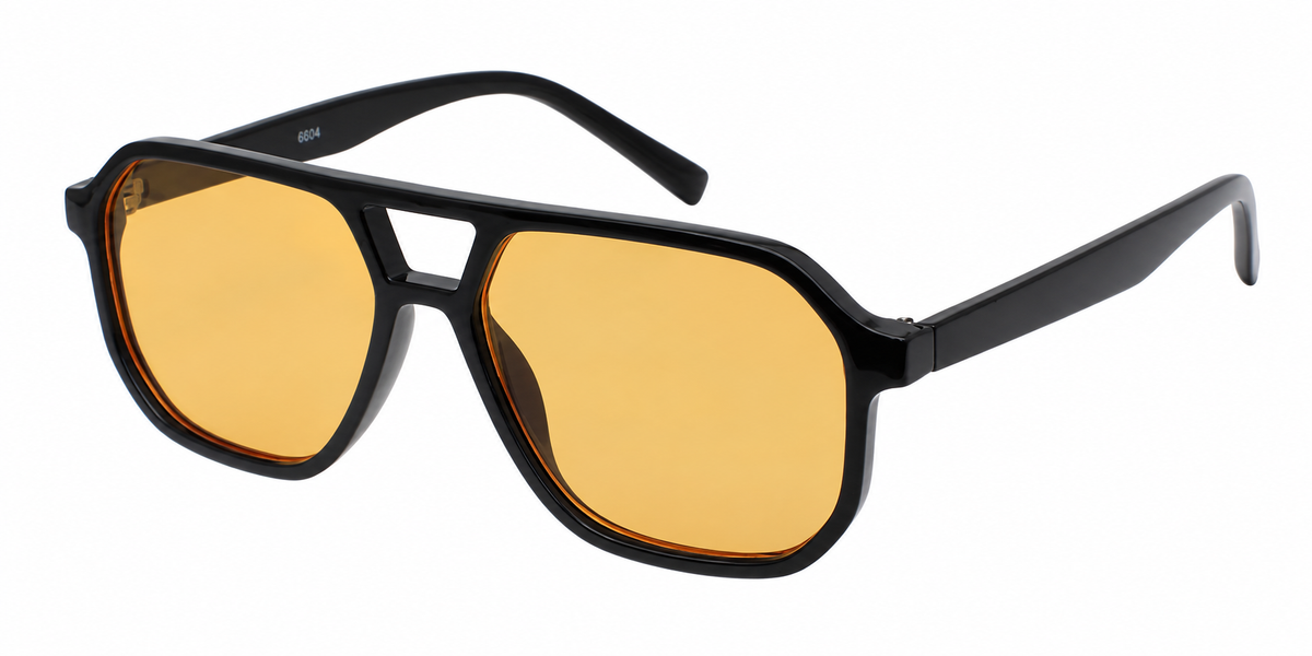 6604 - Brow Bar Square Aviator Plastic Sunglasses