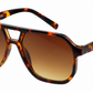 6604 - Brow Bar Square Aviator Plastic Sunglasses