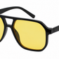 6604 - Brow Bar Square Aviator Plastic Sunglasses