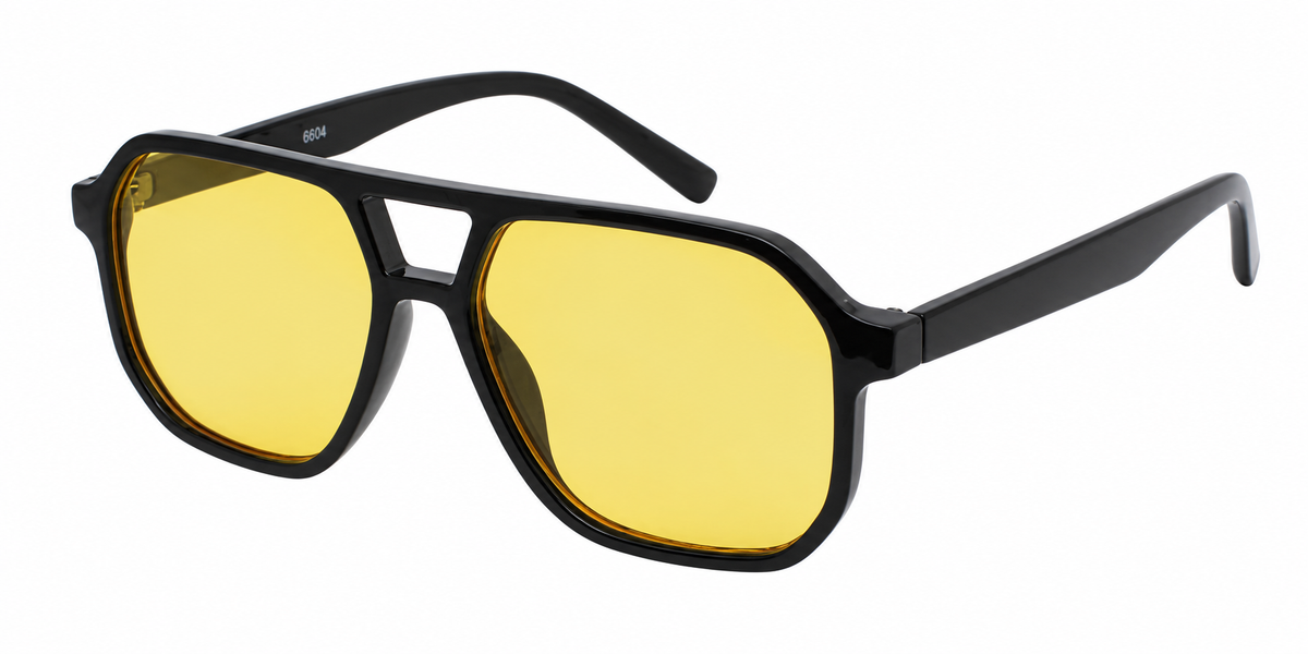 6604 - Brow Bar Square Aviator Plastic Sunglasses