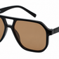 6604 - Brow Bar Square Aviator Plastic Sunglasses