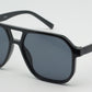 6604 - Brow Bar Square Aviator Plastic Sunglasses