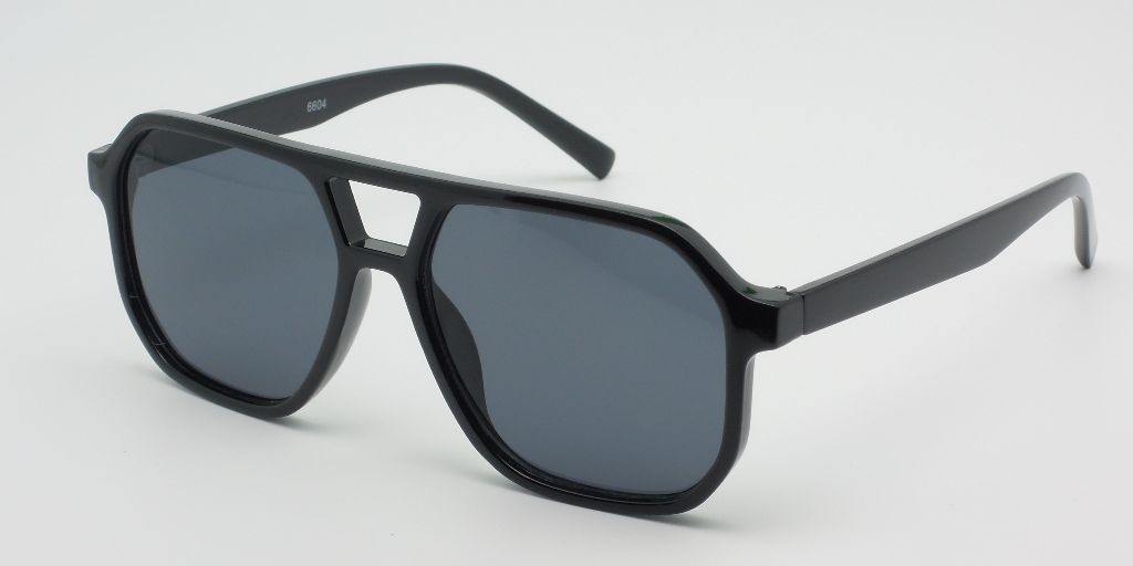 6604 - Brow Bar Square Aviator Plastic Sunglasses