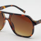 6604 - Brow Bar Square Aviator Plastic Sunglasses