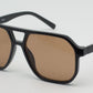6604 - Brow Bar Square Aviator Plastic Sunglasses