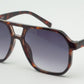 6604 - Brow Bar Square Aviator Plastic Sunglasses