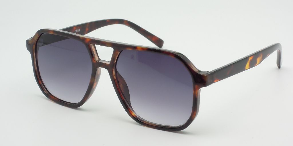 6604 - Brow Bar Square Aviator Plastic Sunglasses