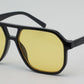 6604 - Brow Bar Square Aviator Plastic Sunglasses