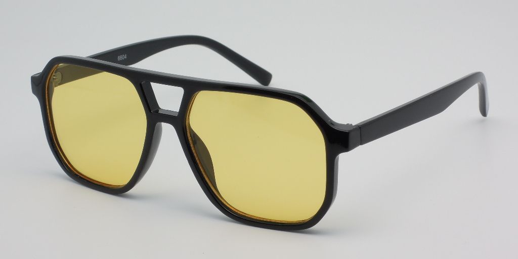 6604 - Brow Bar Square Aviator Plastic Sunglasses