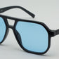 6604 - Brow Bar Square Aviator Plastic Sunglasses