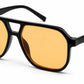 6604 - Brow Bar Square Aviator Plastic Sunglasses