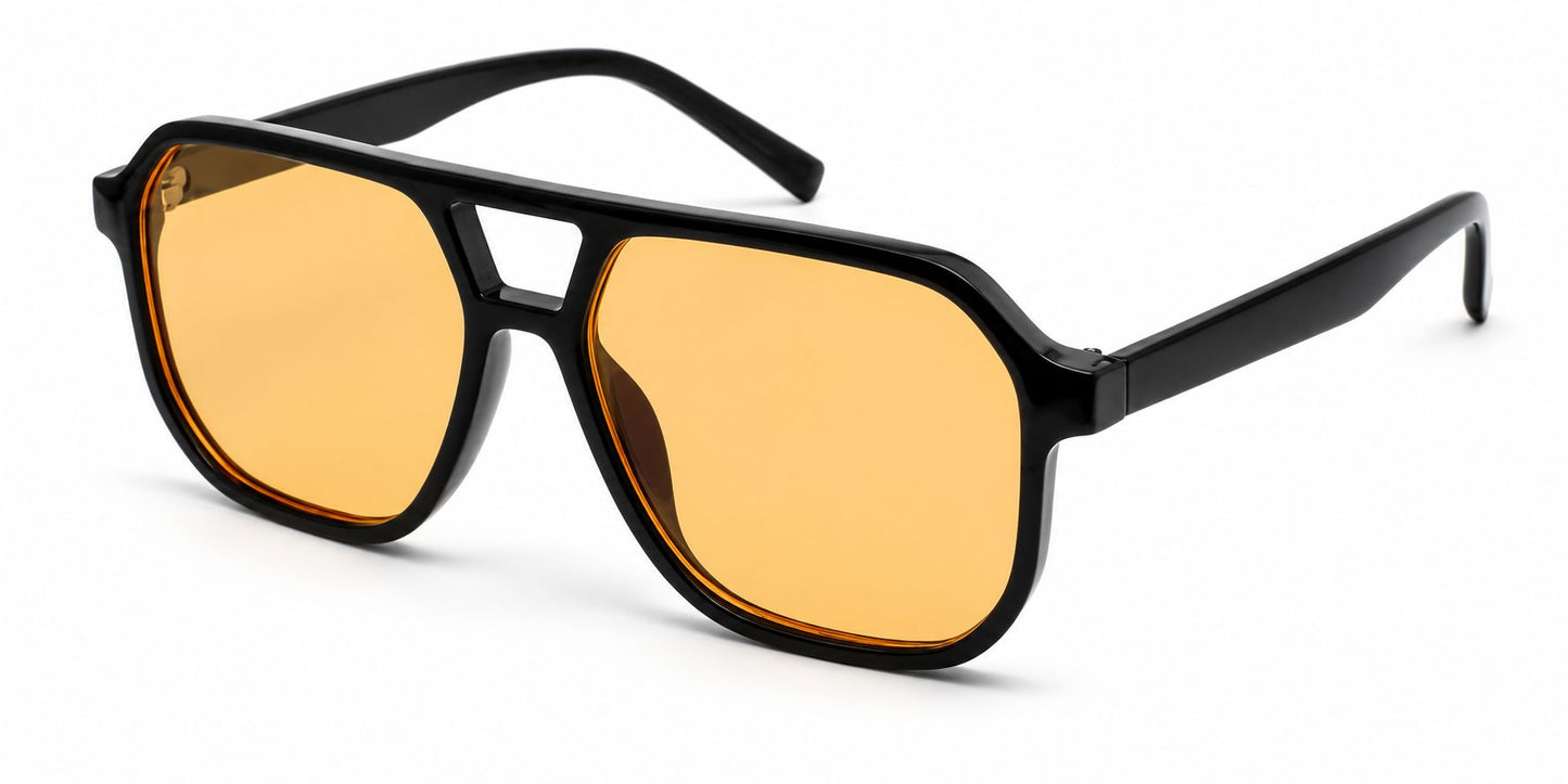 6604 - Brow Bar Square Aviator Plastic Sunglasses