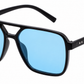 6605 - Square Aviator Plastic Sunglasses with Brow Bar