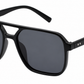 6605 - Square Aviator Plastic Sunglasses with Brow Bar