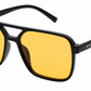 6605 - Square Aviator Plastic Sunglasses with Brow Bar