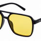 6605 - Square Aviator Plastic Sunglasses with Brow Bar