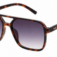 6605 - Square Aviator Plastic Sunglasses with Brow Bar