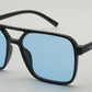 6605 - Square Aviator Plastic Sunglasses with Brow Bar