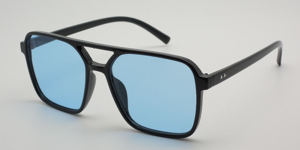 6605 - Square Aviator Plastic Sunglasses with Brow Bar
