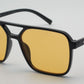 6605 - Square Aviator Plastic Sunglasses with Brow Bar
