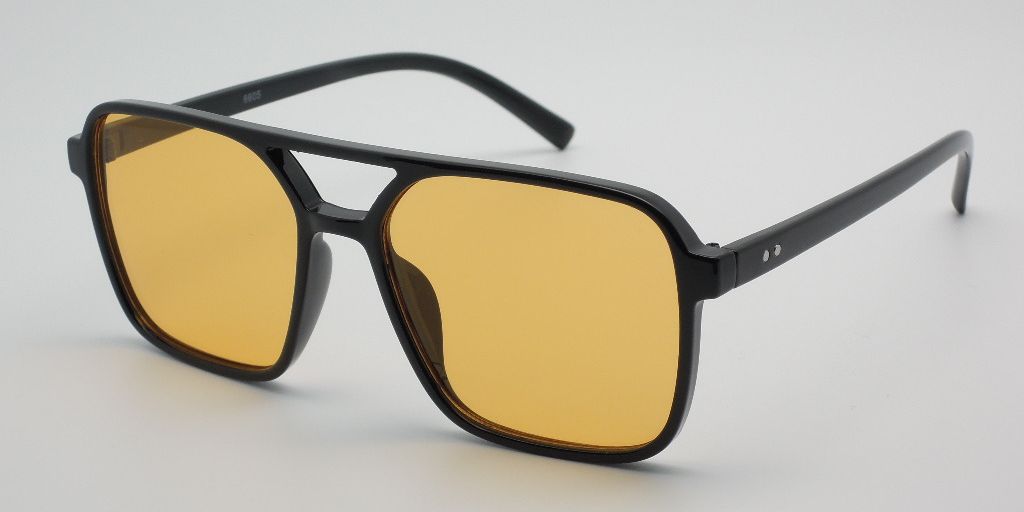 6605 - Square Aviator Plastic Sunglasses with Brow Bar