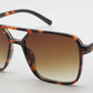 6605 - Square Aviator Plastic Sunglasses with Brow Bar