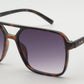 6605 - Square Aviator Plastic Sunglasses with Brow Bar