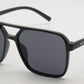 6605 - Square Aviator Plastic Sunglasses with Brow Bar