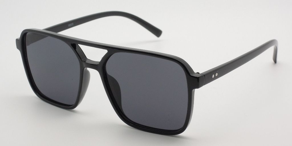 6605 - Square Aviator Plastic Sunglasses with Brow Bar