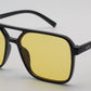 6605 - Square Aviator Plastic Sunglasses with Brow Bar