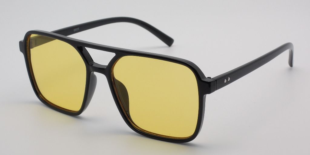 6605 - Square Aviator Plastic Sunglasses with Brow Bar