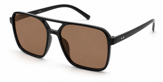 6605 - Square Aviator Plastic Sunglasses with Brow Bar