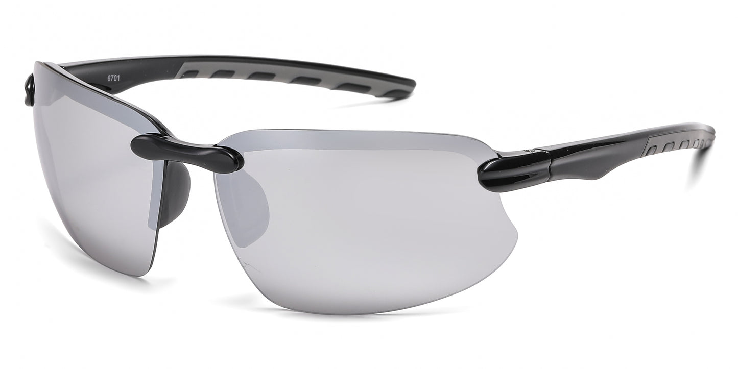 6701 - Rimless Sport Men Plastic Sunglasses