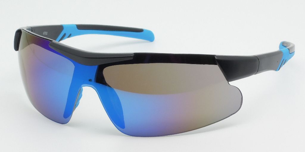 6702 - Men Sport Semi Rimless One Piece Lens Plastic Sunglasses