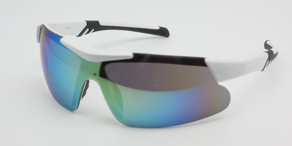 6702 - Men Sport Semi Rimless One Piece Lens Plastic Sunglasses