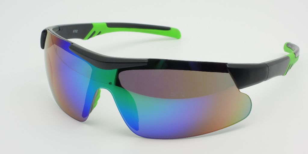 6702 - Men Sport Semi Rimless One Piece Lens Plastic Sunglasses