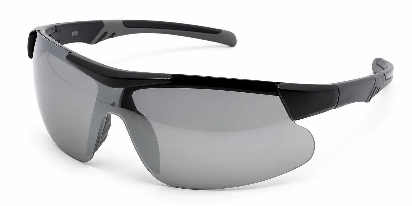 6702 - Men Sport Semi Rimless One Piece Lens Plastic Sunglasses