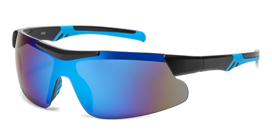6702 - Men Sport Semi Rimless One Piece Lens Plastic Sunglasses