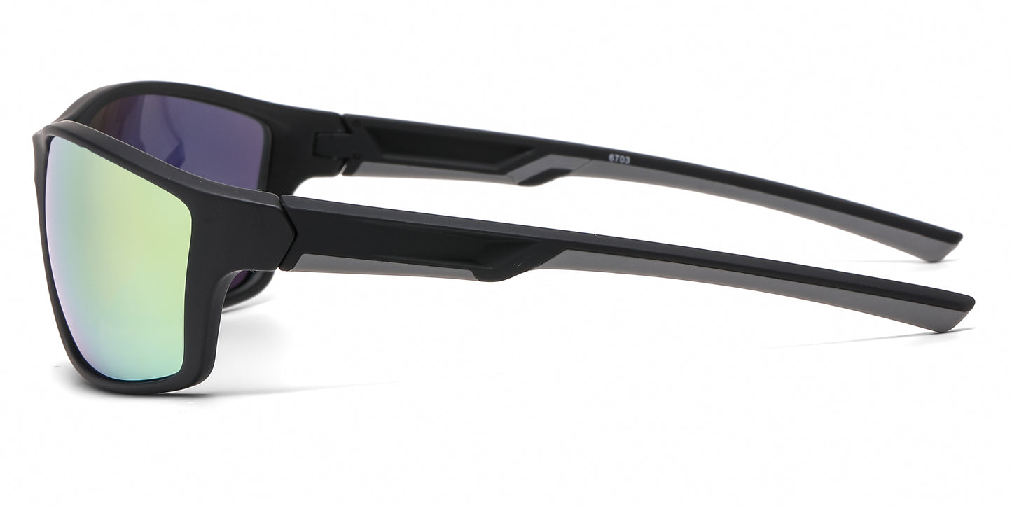 6703 - Rectangular Men Sport Plastic Sunglasses