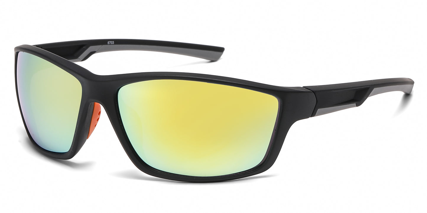 6703 - Rectangular Men Sport Plastic Sunglasses