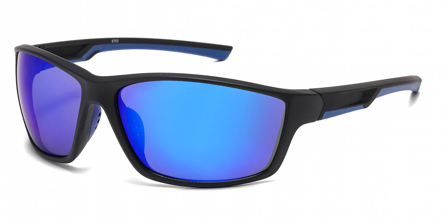 6703 - Rectangular Men Sport Plastic Sunglasses