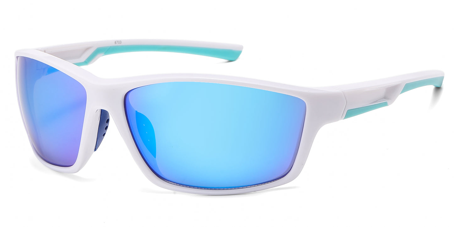 6703 - Rectangular Men Sport Plastic Sunglasses