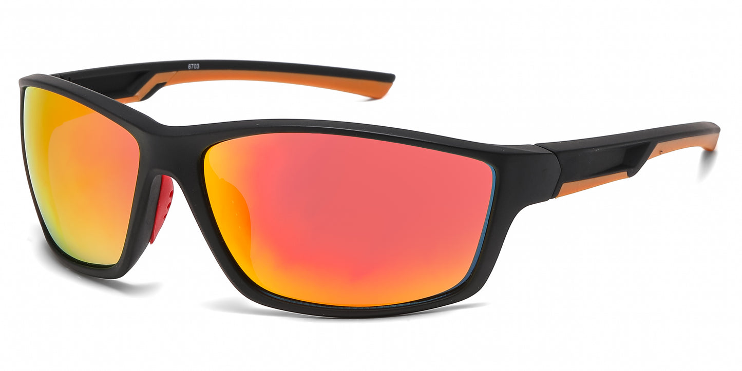 6703 - Rectangular Men Sport Plastic Sunglasses
