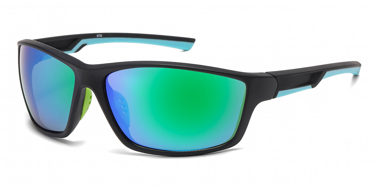 6703 - Rectangular Men Sport Plastic Sunglasses