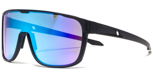 6805 - One Piece Lens Plastic Shield Sunglasses with Color Mirrored Lens