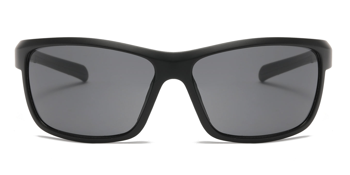 6823 - Plastic Wrap Around Men Sport Sunglasses