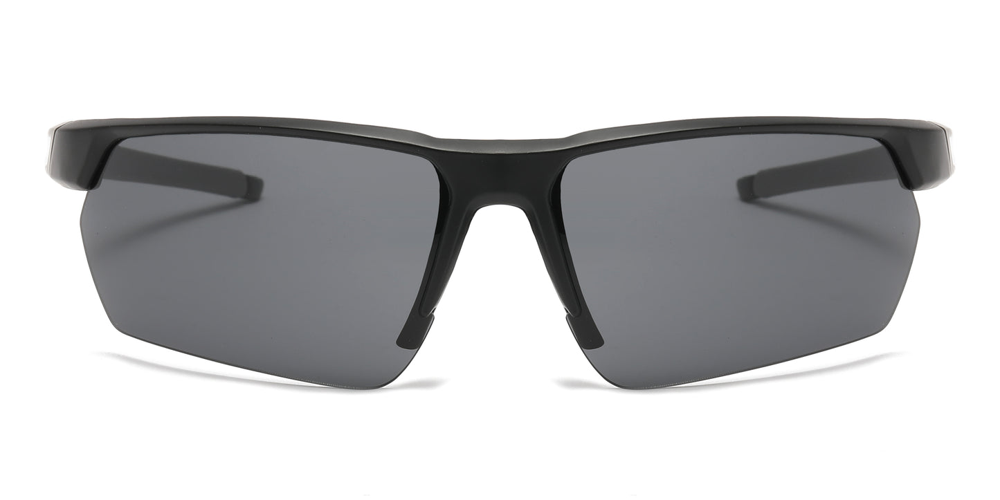 6828 - Semi Rimless Sport Plastic Sunglasses