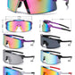 6846 - One Piece Semi Rimless Sport Shield Plastic Sunglasses with Color Mirror Lens