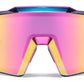 6846 - One Piece Semi Rimless Sport Shield Plastic Sunglasses with Color Mirror Lens